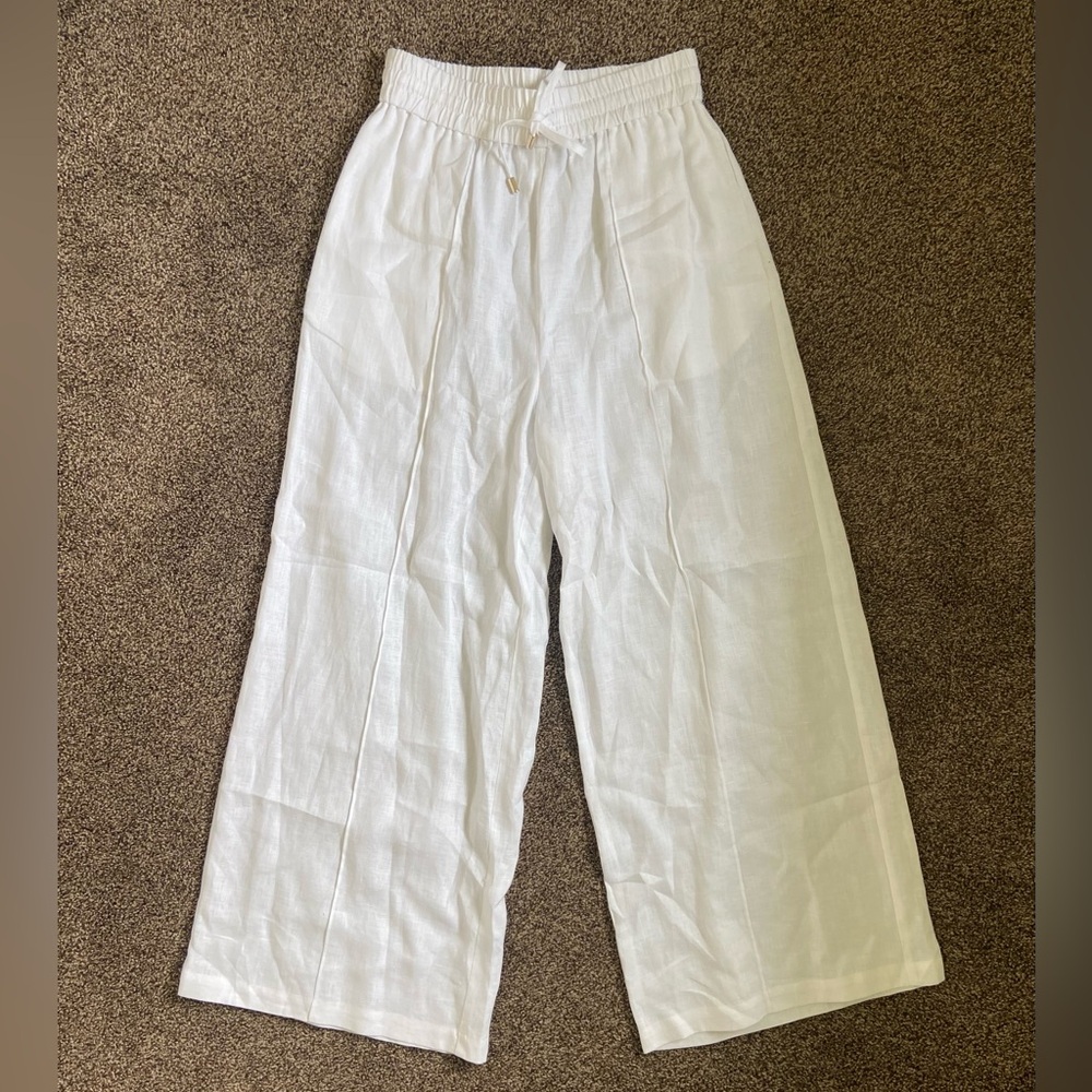 Ephemera 100% Linen White Wide Leg Pants Size 6